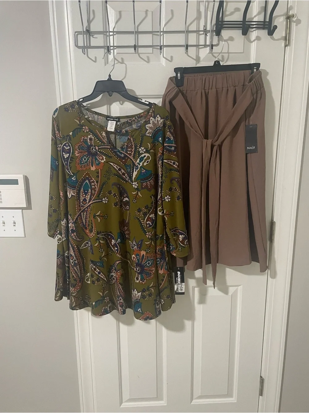 Taupe Paperbag Waist naïf skirt 2x top new double take